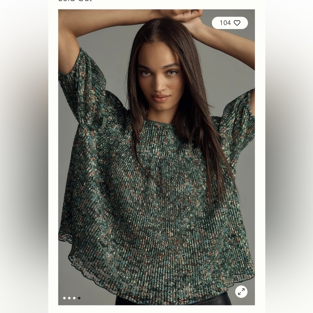 Anthropologie Porridge Pleated Floral Printed Lace Blouse Size L Romantic - Picture 3 of 14